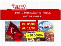 VENTE BILLET D'AVION  ALGER-ISTANBUL à 50 000 DA VOL DIRECT 