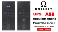 UPS Onduleur Online mono mono | Tri mono version Tour Marque ABB:  10KVA & 20KVA