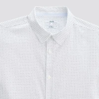 Chemise JULES slim sans repassage micro geo coton - Blanc/bleu