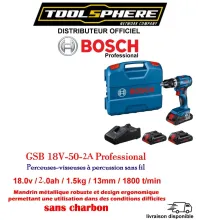 Perceuses-visseuses à percussion sans fil GSB 18v 50 - 2ah Professionnel BOSCH