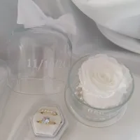Rose éternelle cloche verre à personnaliser 