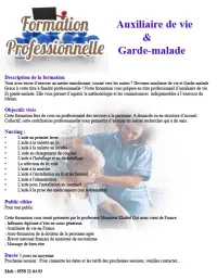 Formation Auxiliaire de vie et garde-malade