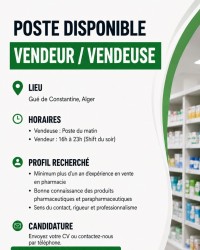 طب-و-صحة-pharmacie-recrute-des-vendeurs-avec-experience-1-an-جسر-قسنطينة-الجزائر