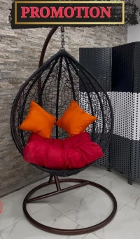 Fauteuil Suspendu en Rotin pour Extérieur - Forme d'Œuf avec Coussin  كرسي معلق
