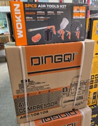 Pack مجموعة أدوات الهواء WOKIN (5 قطع) وكمبروسر الهواء DINGQI سعة 9لتر