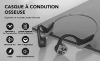 Casque Conduction Osseuse Écouteur Bluetooth 5.3 avec Microphone Étanche IP67 