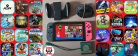 NINTENDO SWITCH FLASHÉE + MINI DOCK TV + CHARGEUR D'ORIGINE + SUPPORT JOYCONS + 24 JEUX INSTALLÉS -