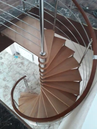 ESCALIER COLIMACON ET DROIT INOX ET BOIS