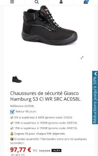 CHAUSSURES DE SÉCURITÉ GIASCO P41 ET 42