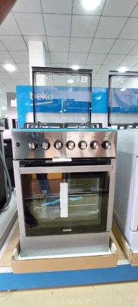 Cuisinière maxwell 4 feux ventilé  noir blanc inox 