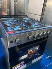 Cuisinière maxtor wok plus 4 feux inox ventilé 