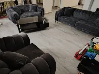 Salon 3+2+1 velours bleu