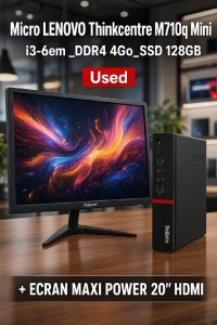 Pack Pc de bureau Mini PC Lenovo ThinkCentre M710q + Ecran Maxi Power 20" HDMI