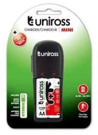 Chargeur UNIROSS MINI De Pile 9V (AA/AAA) avec 2 Pile Rechargeable (AA) 2100 Mah 