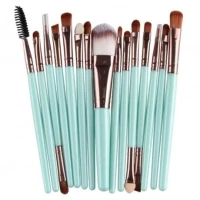 Kit beauté composé de 15 pinceaux, bleu turquoise