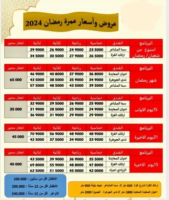 عروض عمرة شعبان رمضان 2024