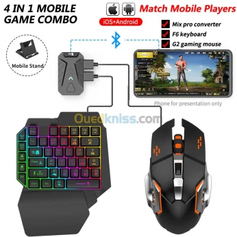 PACK Ensemble 4 en 1 avec clavier et souris, convertisseur Bluetooth mobiles Android et IOS