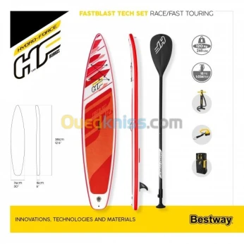 Sup Paddle gonflable Race Hydro force Set Pompe+Rames 381 x 76 x 15 cm 120kg Bestway