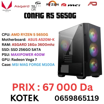 CONFIG PC GAMER RYZEN 5 5650G 16Go RAM 256 SSD