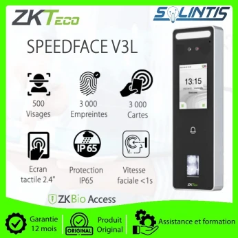 Terminal de Contrôle D'accès et De Pointage (Faciale, empreinte, carte) ZKTeco SpeedFace V3L