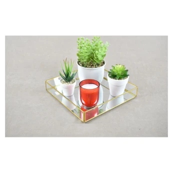 Plateau Miroir Carre 25*25*45Cm