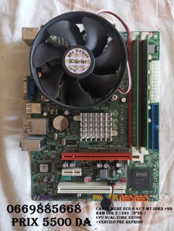 carte mere ecs g41t-m7 ddr3 1333 + cpu dual core E5700 + 4g ram ddr3 1333