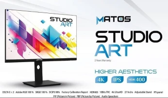 ECRAN MATOS STUDIO ART SA01 - 27 INCH 4K IPS 1MS - HDR 400 163 PPI - DCI-P3 - USB Type-C 65 W - NOIR