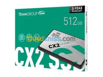 TEAMGROUP SSD CX2 512GB SATA 2.5" - SATA III 6GB/S - 530 MO/S - SLC CAHCING - SLIVER