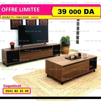 MEUBLE TV + TABLE BASSE طاولة تلفاز + طاولة قهوة