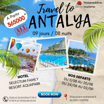 Voyage organisé Antalya Août 2024