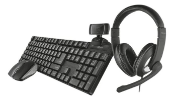KIT Télétravail 4en1 clavier et souris sans fil, webcam HD et casque