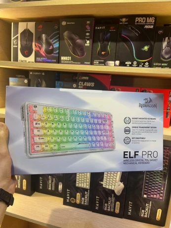 CLAVIER REDRAGON ELF PRO K649 TRANSPARENT ( 75 % RVB SANS FIL, 3 MODES )