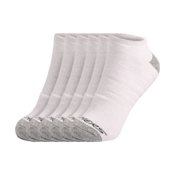 SKECHERS 6Pk Mens Full Terry No Show White / Black
