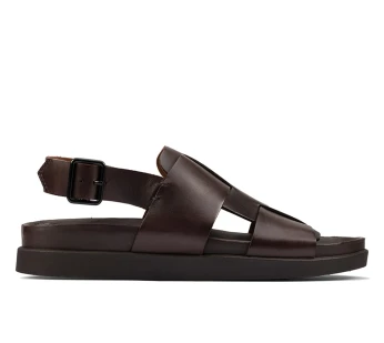 CLARKS Sunder Strap Dark Brown Lea