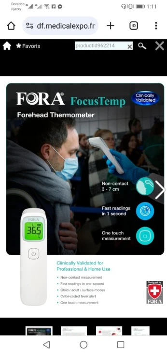 Thermomètre frontal à infrarouge
