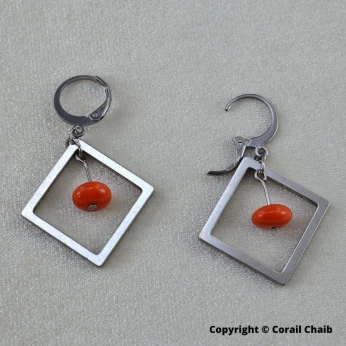 Boucle d’oreille Bouton Corail