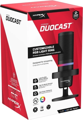 MICROPHONE HYPERX DUOCAST PC/PS5/PS4 GAIN CONTROL FOR GAIMING / STREAMING / PODCASTING