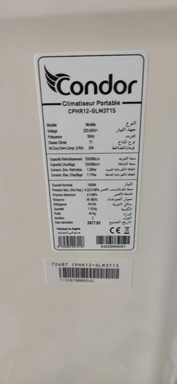 Climatiseur condor 12 mil