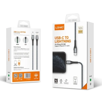 LDNIO LC112 Câble Charge Rapide 2M Type C vers Lightning 30W