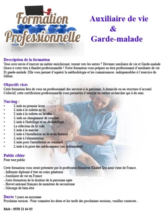 Formation Auxiliaire de vie et garde-malade