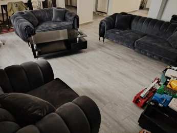 Salon 3+2+1 velours bleu