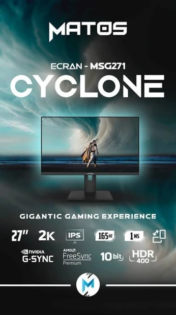 Moniteur MATOS Cyclone MSG 271 IPS 27POUCES QHD