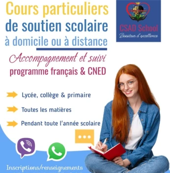 CNED/Cours de soutien scolaire/ Cours particuliers/Accompagnement et suivi CNED