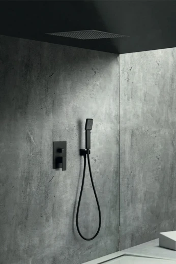 COLONNE DE DOUCHE ENCASTRE VOLGA NOIR IMEX PLAFOND 40X40