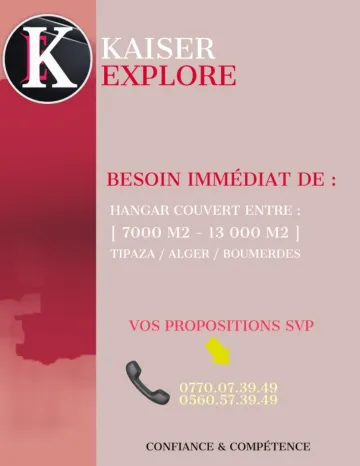 Cherche __cpLocation Hangar Blida Blida