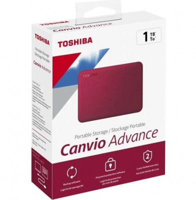 Disque dur externe - TOSHIBA - Canvio Advance - 1 To - Rouge