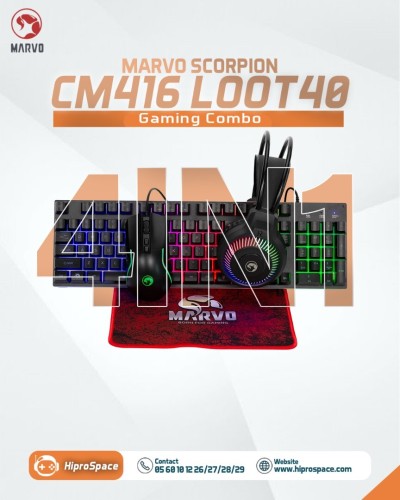 4 IN 1 Clavier+Souris+Casque+Tapis-Souris MARVO SCORPION CM370 