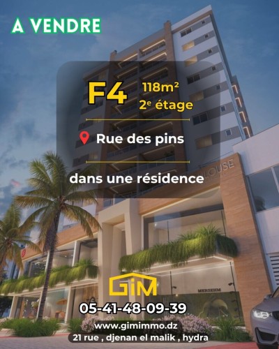 Vente Appartement F4 Alger Hydra