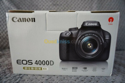 CANON EOS 4000D Reflex Numérique 18 MP - Ecran 2.7" - Vidéo HD - Wi-Fi - Objectif 18-55mm 