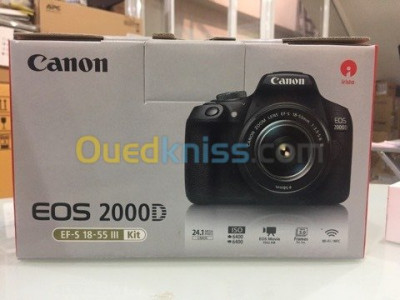 CANON EOS 2000D - Reflex 24.1 MP - Ecran LCD 3" - Full HD - Wi-Fi - NFC + Objectif EF-S 18-55 mm